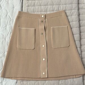 Maje size 40 (US 12) Elegant Tan Button-Front Skirt